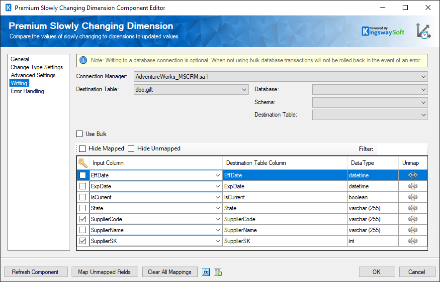 SSIS Premium Slowly Changing Dimension - Writing
